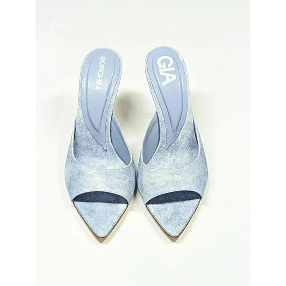 Gia Borghini Perni 04 Women's Denim High Heels Mules Size 38 IT (MSRP $615) - Picture 3 of 10